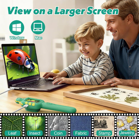 Wonovate 812, Microscope for Kids Gifts Toys Science, Mini Handheld Digital Pocket Microscope Requiring Direct Surface