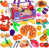 80PCS Cutting Play Food Sets for Kids Kitchen, Fake Food Toys with