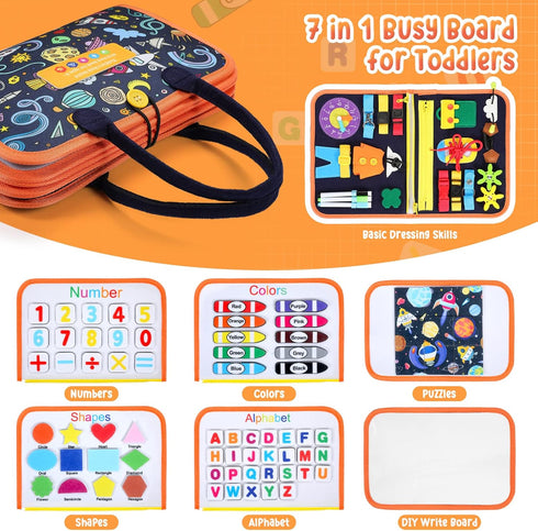 Montessori Busy Board for Toddlers 3+ Years Old, Educational Sensory Activity Board for Fine Motor Skills, Gift Toys