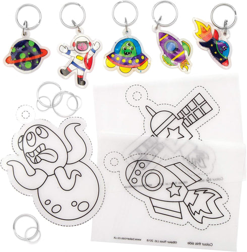 Baker Ross Ltd Solar System Super Shrink Keyrings, Arts and Crafts for Kids, Pack of 8