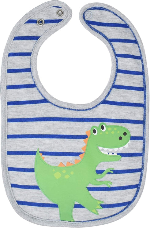 Funstuff Baby Boys 5 Pack Bibs, Lion, Panda, Dinosaur, Tiger, Shark