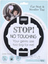 THREE LITTLE TOTS Black and White Stop No Touching Baby Car Seat Sign, CPSIA Safety Tested Stroller Tag
