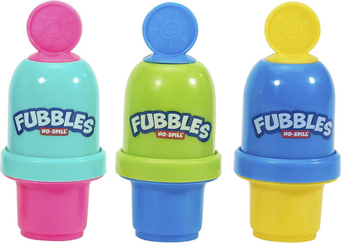 Fubbles Bubbles No-Spill Bubble Tumbler for Kids | Includes 6oz Bubble Solution & Wand (Pack of 3)