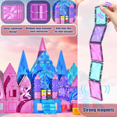 114pcs Kids,3D 3-5 4-8,STEM SKTMYY Magnetic Tiles for Diamond Princess Ice Castle, Magnetic Tiles Age Educational Toys