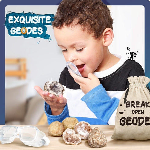 Geodes with Crystals Break Open 10 Premium Geode Kit - STEM Educational Crystal Toys for Boys and Girls