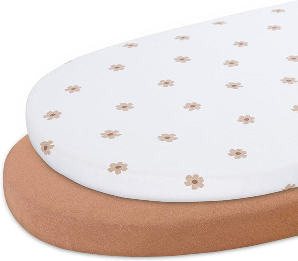 Dreamology Bassinet Sheets Boy,Girl,2 Pack,Cotton Bassinet Sheets,Universal Fit,100% Cotton Knitted Jersey,Rectangle,Hourglass and