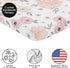 Sweet Jojo Designs Baby Mini Crib Sheets (Pink/Grey Boho Floral) for Girls, Fitted Portable Pack and Play Size