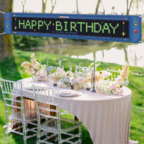 Large Video Game Happy Birthday Banner 9.8 x 1.6 ft Game on Birthday Party Decorations Level up Gaming Theme