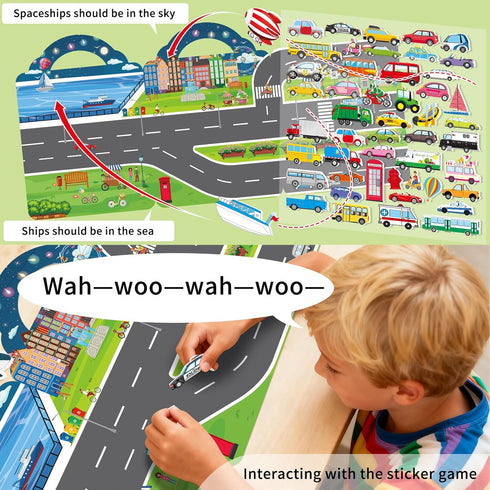 2 Pack 3-5, 3D Elfew Puffy Sticker Books for Kids Ages Construction Truck and Vehicle Car Stickers for Toddlers Boys