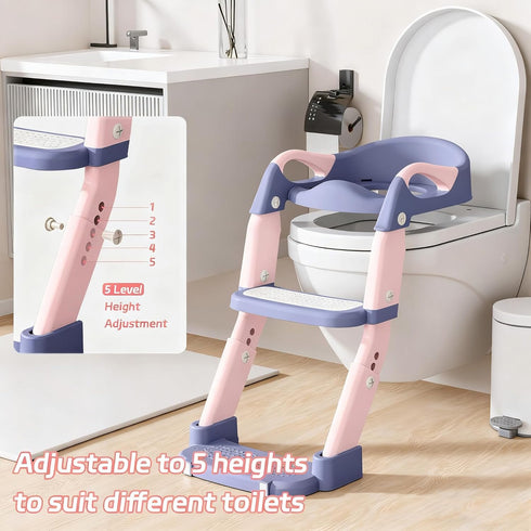 Snugzy 3-in-1 Toddler Potty Training Seat Foldable Potty Training Toilet with Step Stool Adjustable Potty Chair