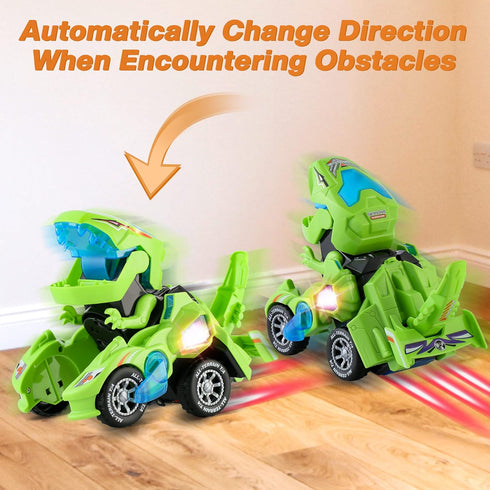 Dinosaur Toys for Kids 3-5, Transforming Dinosaur Car Toy with Light Music for Toddlers, Dino Transformer Toys