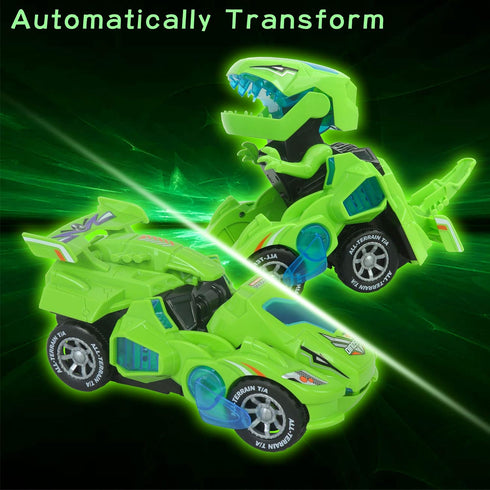 3-6 4 5 6 7 Toys for Year Old Boys Transforming Car Toys with LED Light and Music Dinosaur Toy Birthday Gifts for Year