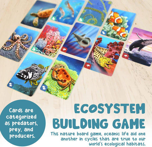 Genius Games Ecosystem: Coral Reef - Mensa Recommended Family Card Game About Aquatic Animals and Habitats