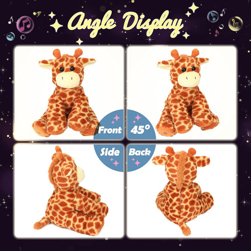 11'' Hopearl LED Musical Stuffed Giraffe Lighting Up Singing Plush Toy Adjustable Volume Lullaby Animated Soothe