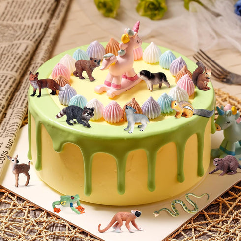 18Pcs Forest Animals Figures - Plastic Woodland Creature Toy Figurines for Kids 3-5 6-12, Small Jungle Animal Baby