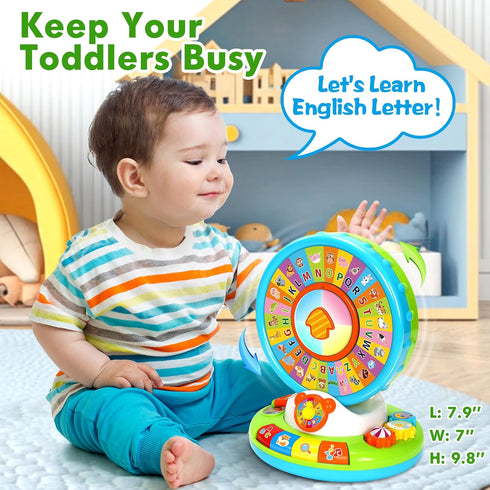 1 2 3 1-3, 1st 12-18 Toys for Year Old Boys Girls, Spin & Sing ABC Alphabet Learning Zoo with Lights & Sounds, Musical