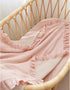100% 40 36 Inches Konssy Flounce Muslin Baby Blanket for Girls Boys, Cotton Soft Crib Swaddle Blankets, Reversible
