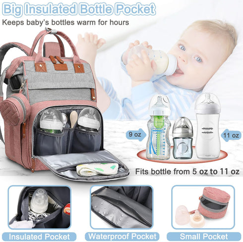 SHITIESHOU Backpack 19 Diaper Bag Baby Bag for Mom Dad with Changing Pad, Pockets, Large Waterproof Travel Baby Girl