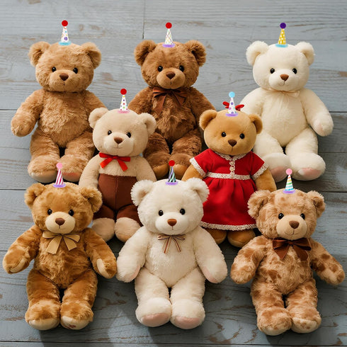 Mini Party Hats for Stuffed Animals Figures Cute Cake Cone Birthday Party Hats with Pom Poms Tiny Party Hats