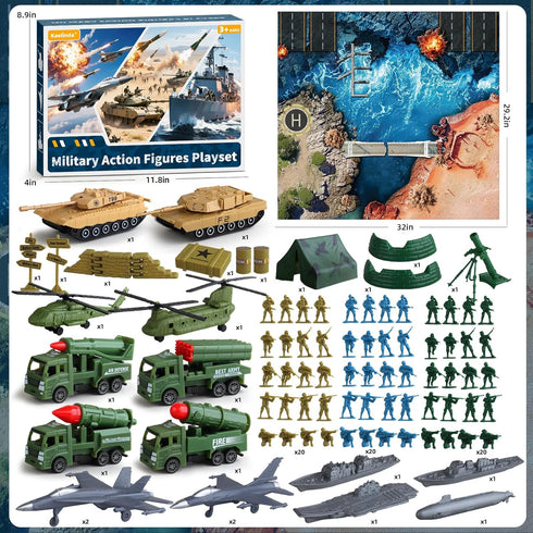 Kaelinda 4-7 6-8 8-12, Playset Army Men Action Figures, Army Toys for Boys Age Toy Soldiers Including Military Action