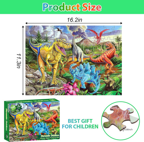 Puzzles for Kids Ages 4-10 - 100 Piece Big Dinosaur Floor Jigsaw Puzzle for Educational Learning Toys