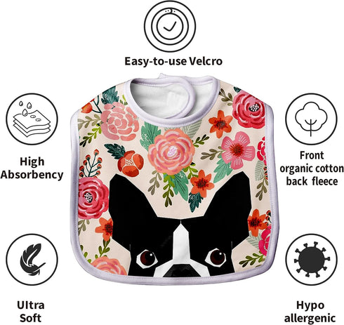 Premium Baby Bibs for Babies featuring Boston Terrier Dog