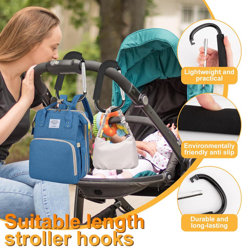 2 Pack Stroller Hooks,6.3" Large Stroller Clips,Stroller Hook for Hanging Diaper Bags and Shopping,Universal Stroller Accessories for Mommy,Large Carabiner Clip Heavy Duty