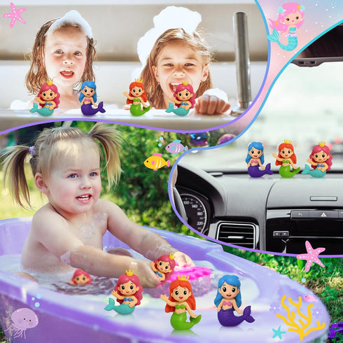 24 2.36 inch Leyndo Pcs Rubber Mermaid Decoration Small Squeaky Mermaid Toy for Fish Tank Dashboard Fairy Garden