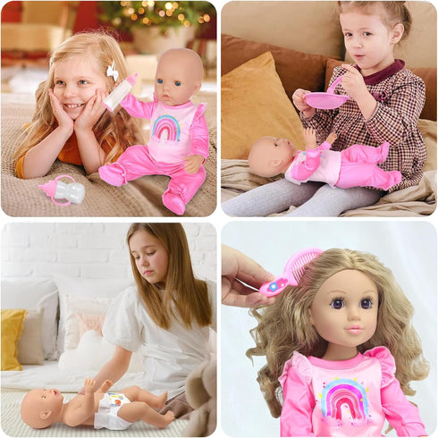 13 14-18 inch Set UNICORN ELEMENT Pcs Baby Doll Clothes and Accessories for Dolls, Baby Doll Feeding and Caring