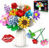 mesproud Flower Bouquet Building Set,1009PCS Creative DIY Plant Bouquet Decoration,12 Artificial Flowers Botanical