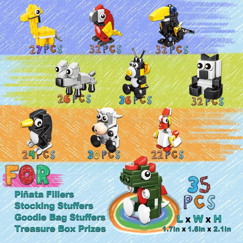 NIEXEBUJO 30 Pack (758 6-12 Animal Building Blocks PCS) - Bulk Party Favors - Easter Basket Stuffers, Classroom Prizes