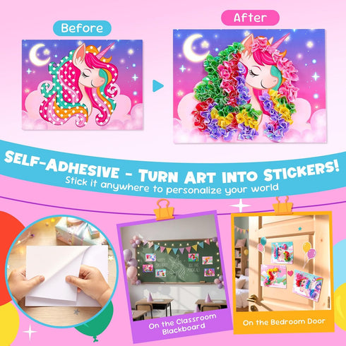 24 Pack 4-9, Set JoyCat DIY Poke Art Unicorn Party Favors for Girls, Mess-Free Craft Kits for Kids Ages Activity