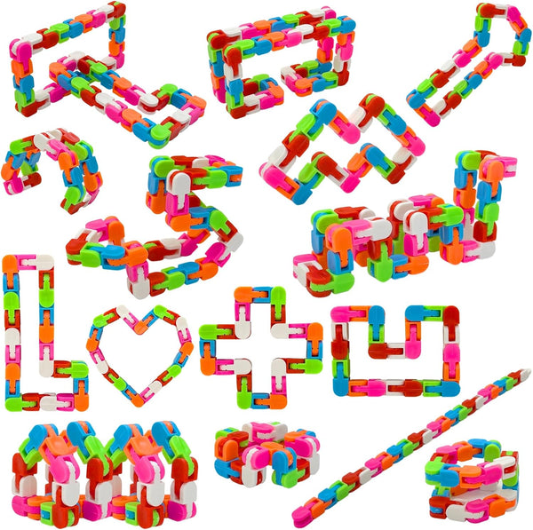 Poartsda 30 Pack Wacky Tracks Snap and Click Fidget Toys Bulk for Party