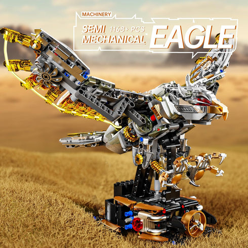 CSNRHG Set 3D Mechanical Eagle Building Block Poseable Model with Articulated Wings & Talons STEM Toy for Kids & Adults