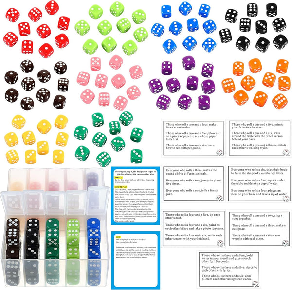 Party Dice Game Set - Fun Colored Dice Game with Portable Box for Family Birthday Party Nights