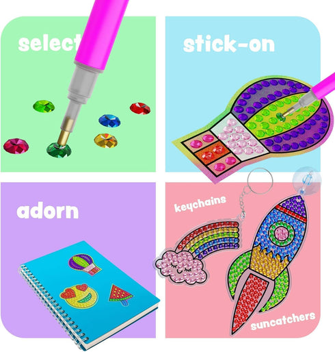 6-12 6, 7, 8, 9, 10, 11, 12 Dan&Darci Diamond Art Kit for Kids - Gem Painting - Arts & Crafts Kits for Ages - Gifts
