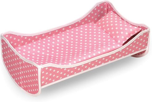 Badger Basket 3-in-1 Doll Trolley Travel Carrier with Rocking Bed and Bedding for 18 inch Dolls - Pink/Polka Dot
