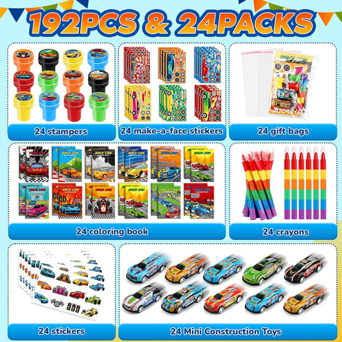 168Pcs Set BenLouis Race Car Party Favors Racing Theme Coloring Books Crayons Sticker Bulk for Kids Fast Racecar Wheels