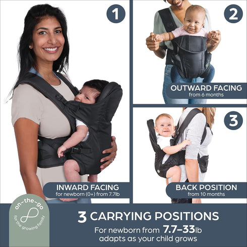 3 1 33lbs L296 Dreambaby Manhattan Adjustable in Position Baby Carrier - IHDI Approved Hip Healthy - Newborns Toddlers