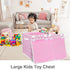 homyfort Toy Box for Girls, Large Toy Chest Organizers with Flip-Top Lid & Divider, Pink