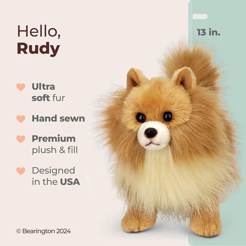 13 Inch 3-14 Bearington Rudy The Pomeranian Plush, Pomeranian Stuffed Animal, for Ages