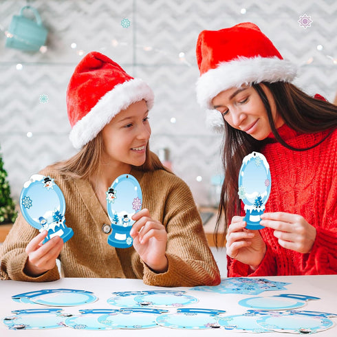 24 Sets Dianelhall Winter Picture Frame Craft Kit Christmas Winter Photo Crafts Snow Globe Picture Frames Gift