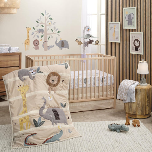 100% 2 Pack Lambs & Ivy Jungle Story Cotton Muslin Safari Swaddle Blankets