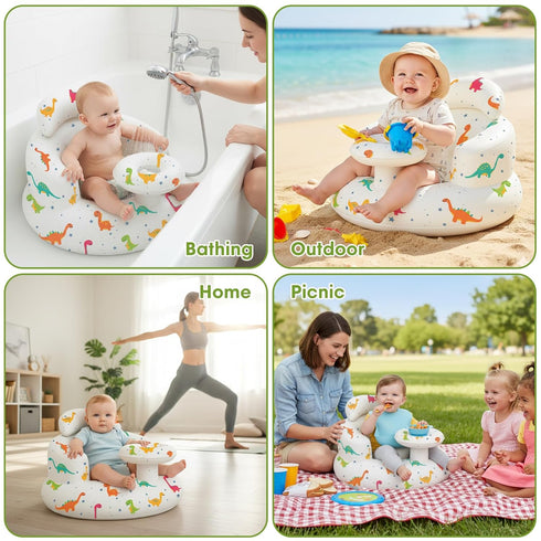 TIDNNS 3-36 Inflatable Baby Seat with Tray and Built-in Air Pump, Months Baby Floor Seat for Sitting Up, Portable Blow