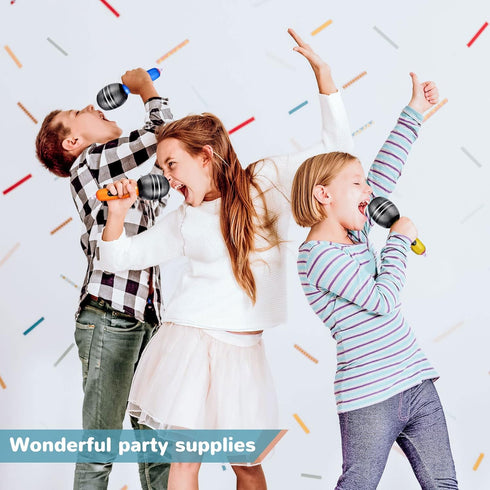 Sumind 30 9.4 Inch 80s 90s Pcs Inflatable Microphones Blow up Plastic Fake Microphone Props Toys for Karaoke Musical