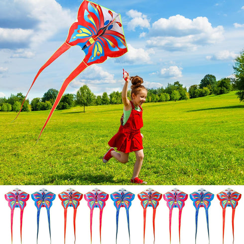 Poen 12 Pcs Butterfly Dragonfly Kites 3.28 ft with 164ft String - Large Easy to Fly Beach Kites for Kids Outdoor