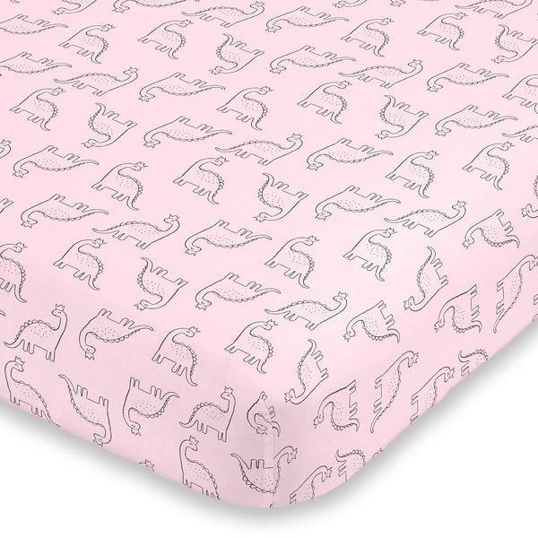 Carter's Dinosaur Princess Pink Super Soft Fitted Crib Sheet