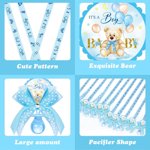 60 Threlaco Pcs Baby Shower Pacifier Necklace Cute Bear Acrylic Party Favors Charm Pacifier Necklace for Baby Shower