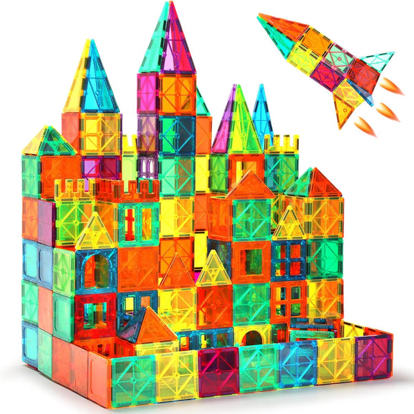 Magnetic Tiles, 63PCS Building Set for Kids, Magnet Blocks, STEM Sensory Educational Toys Gift