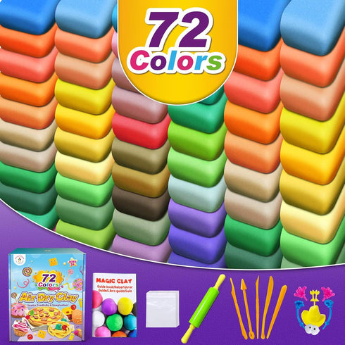 72 3 4 5 6 7 8+ Magic Clay - Air Dry Clay Colors, Modeling Clay for Kids with Tools, Soft & Ultra Light, Toys Gifts